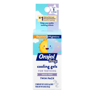 Orajel Baby Daytime & Nighttime Cooling Gels for Teething, Drug-Free, #1 Pediatrician Recommended Brand for Teething*, Two 0.18oz Tubes